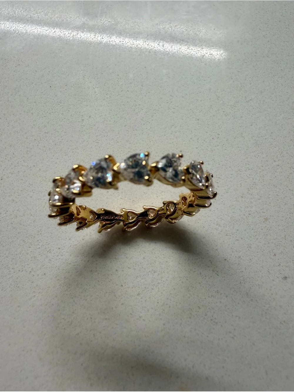 Pandora Band of Clear Hearts Ring